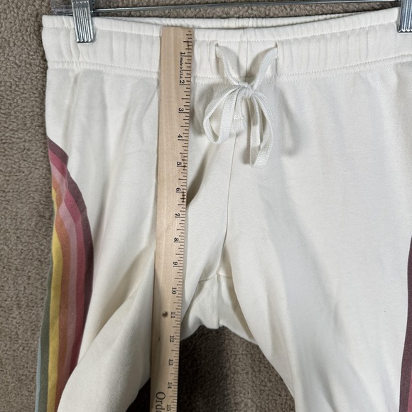 Marine Layer Sweatpants Womens Small White Rainbow Stripe Jogger Pants Cozy - Picture 6 of 11